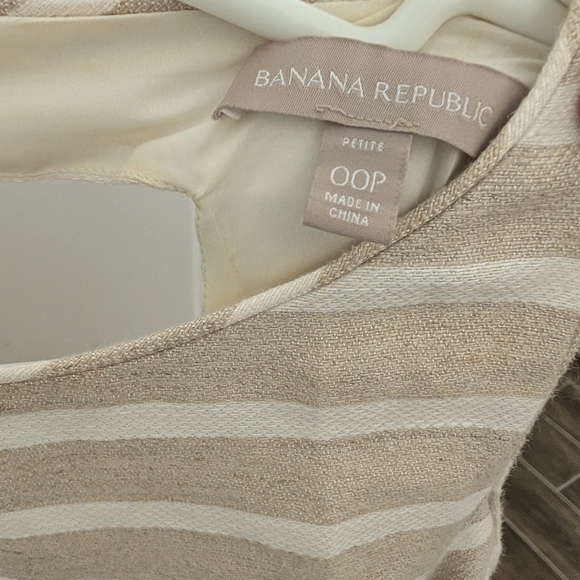 Banana Republic Neutral Stripe Linen Blend Sleeveless Summer Sheath Dress - Picture 9 of 10